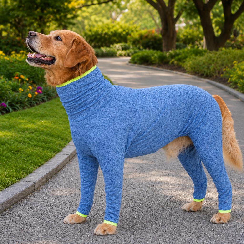 Malloren Large Dog Full-Body Suit for Indoor Wear - Stretch 4-Leg Coverall
