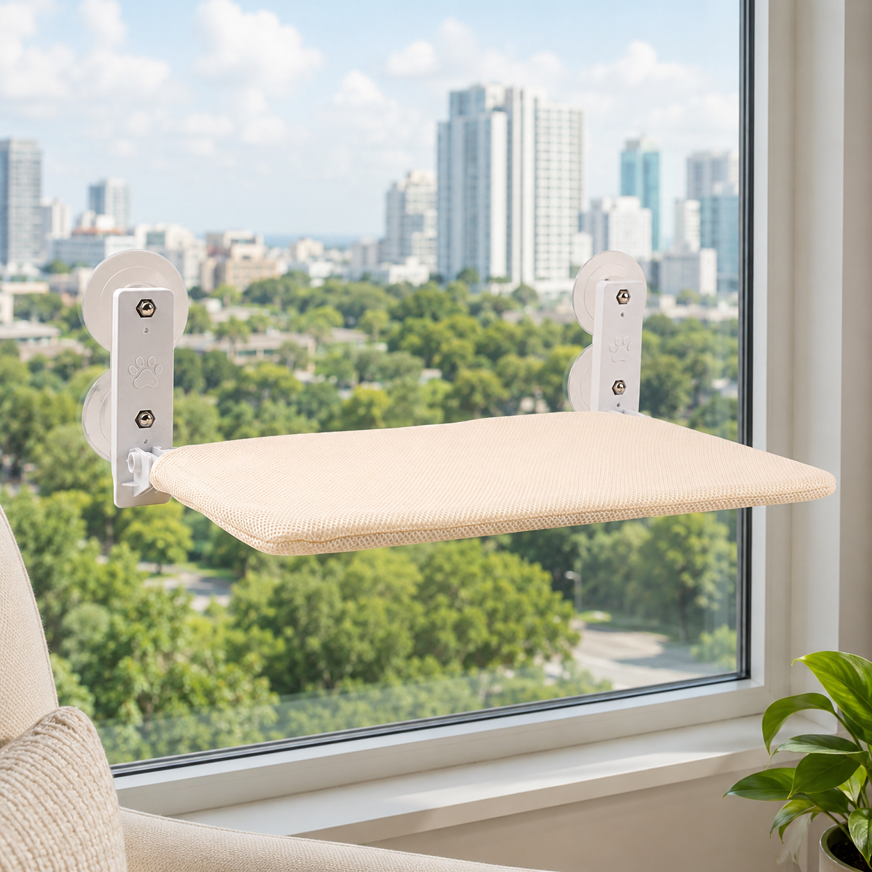 Malloren Foldable Cat Window Hammock for Apartments - No-Drill Suction Perch for Sunny Naps Without Taking Up Floor Space