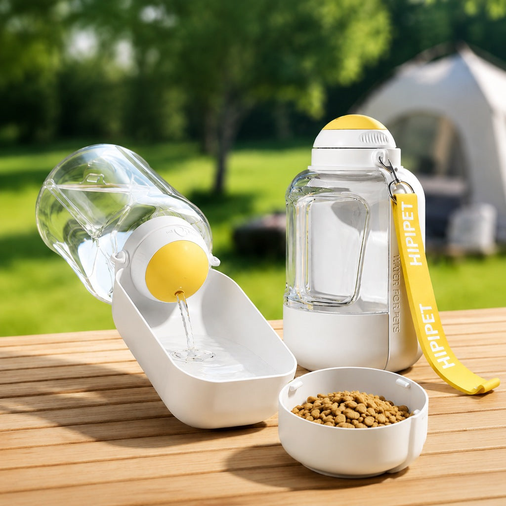 Malloren 2-in-1 Portable Dog Water Bottle with Food Container – Large Capacity Pet Travel Water Fountain, Perfect for Walks, Camping, and Road Trips