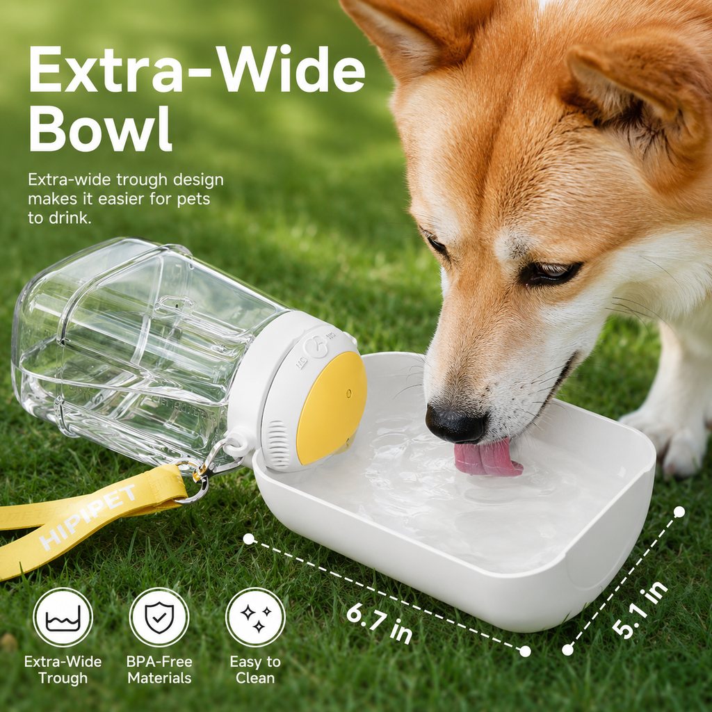 Malloren 2-in-1 Portable Dog Water Bottle with Food Container – Large Capacity Pet Travel Water Fountain, Perfect for Walks, Camping, and Road Trips
