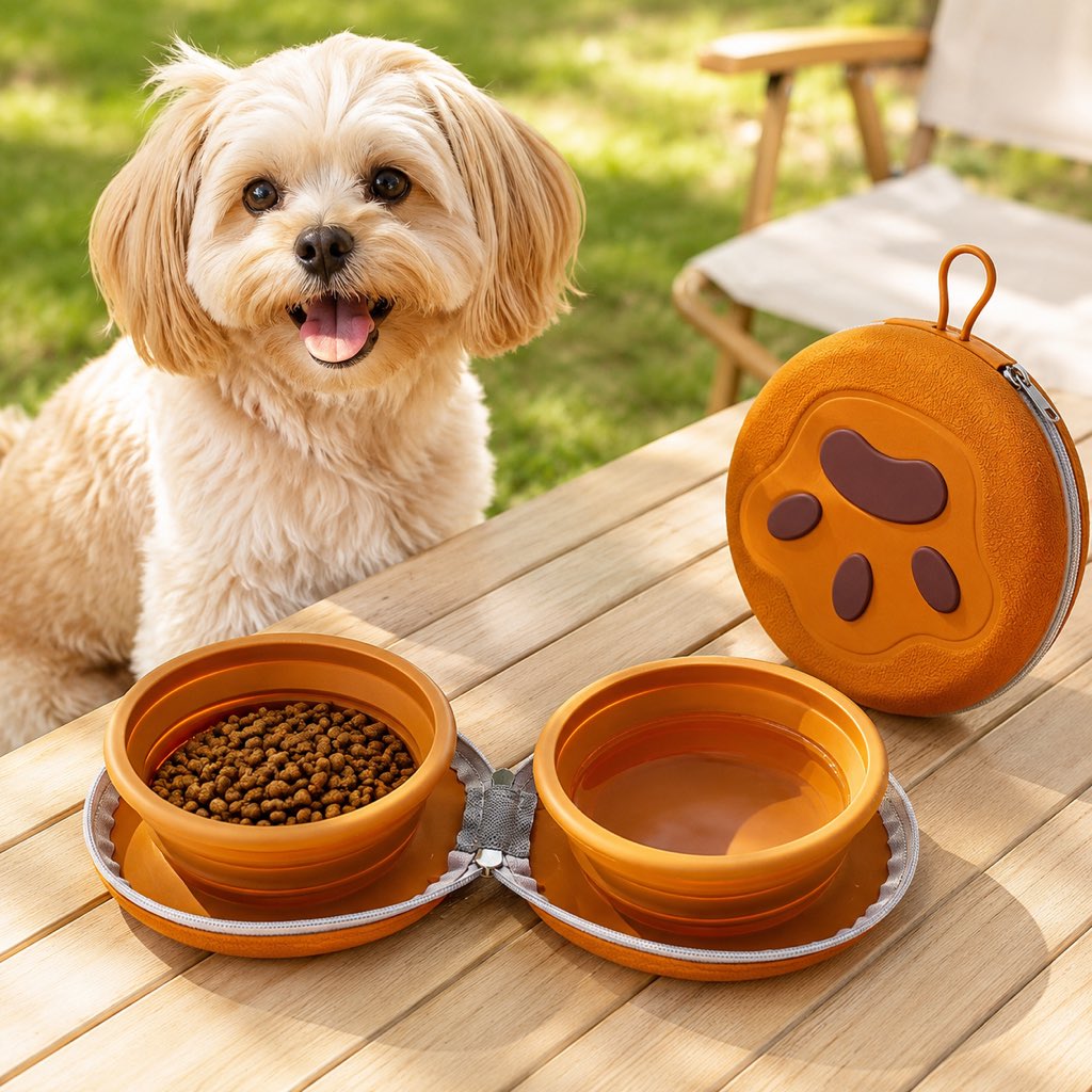 Malloren 2-in-1 Collapsible Pet Travel Bowl for Walks, Parks & Road Trips - Feed and Hydrate Small Dogs or Cats Anywhere