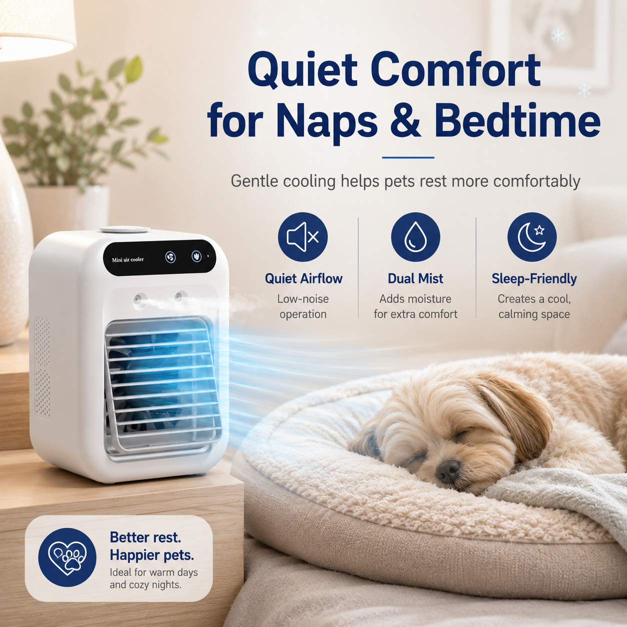 Malloren Ultra-Quiet Mini Air Cooler for Home & Office – Keeps Pets & Kids Comfortable While Beating the Heat