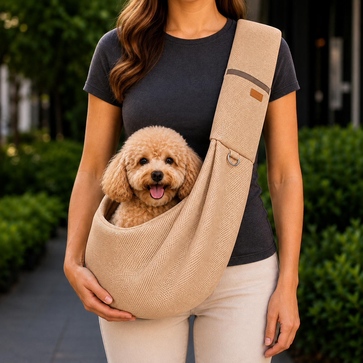 Malloren Crossbody Pet Sling Carrier for Small Dogs & Cats - Breathable Hands-Free Travel Bag for Walks, Errands & Vet Visits