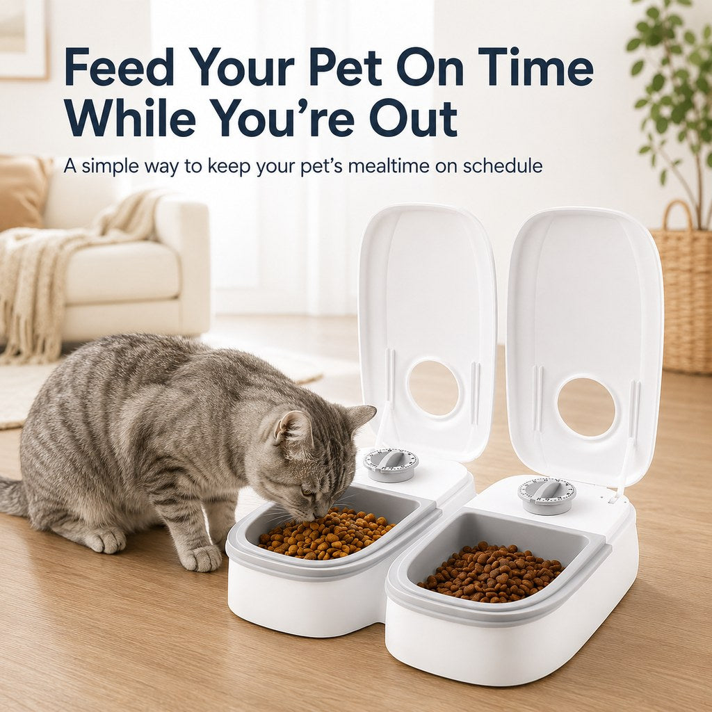 Malloren 48-Hour Timed Pet Feeder for Cats & Small Dogs - Scheduled Meals for Workdays, Short Trips & Busy Pet Parents