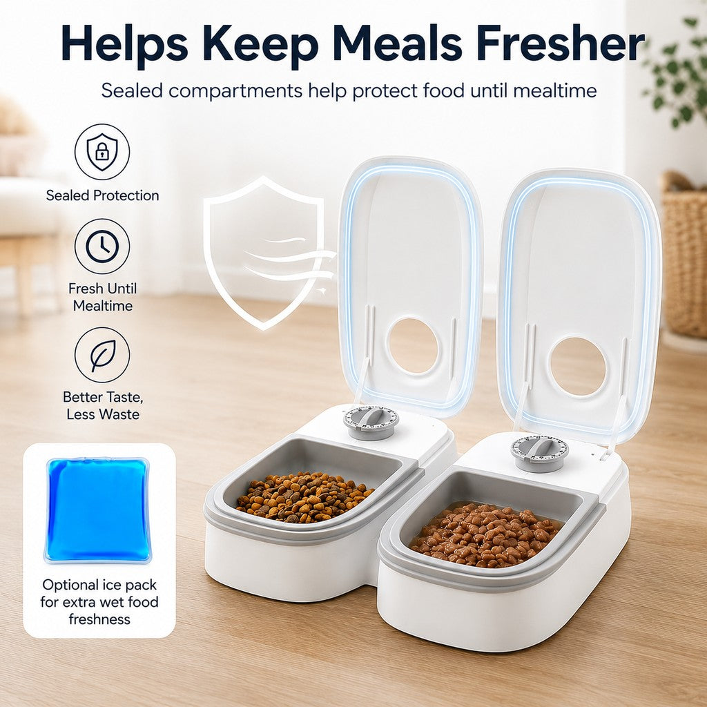 Malloren 48-Hour Timed Pet Feeder for Cats & Small Dogs - Scheduled Meals for Workdays, Short Trips & Busy Pet Parents