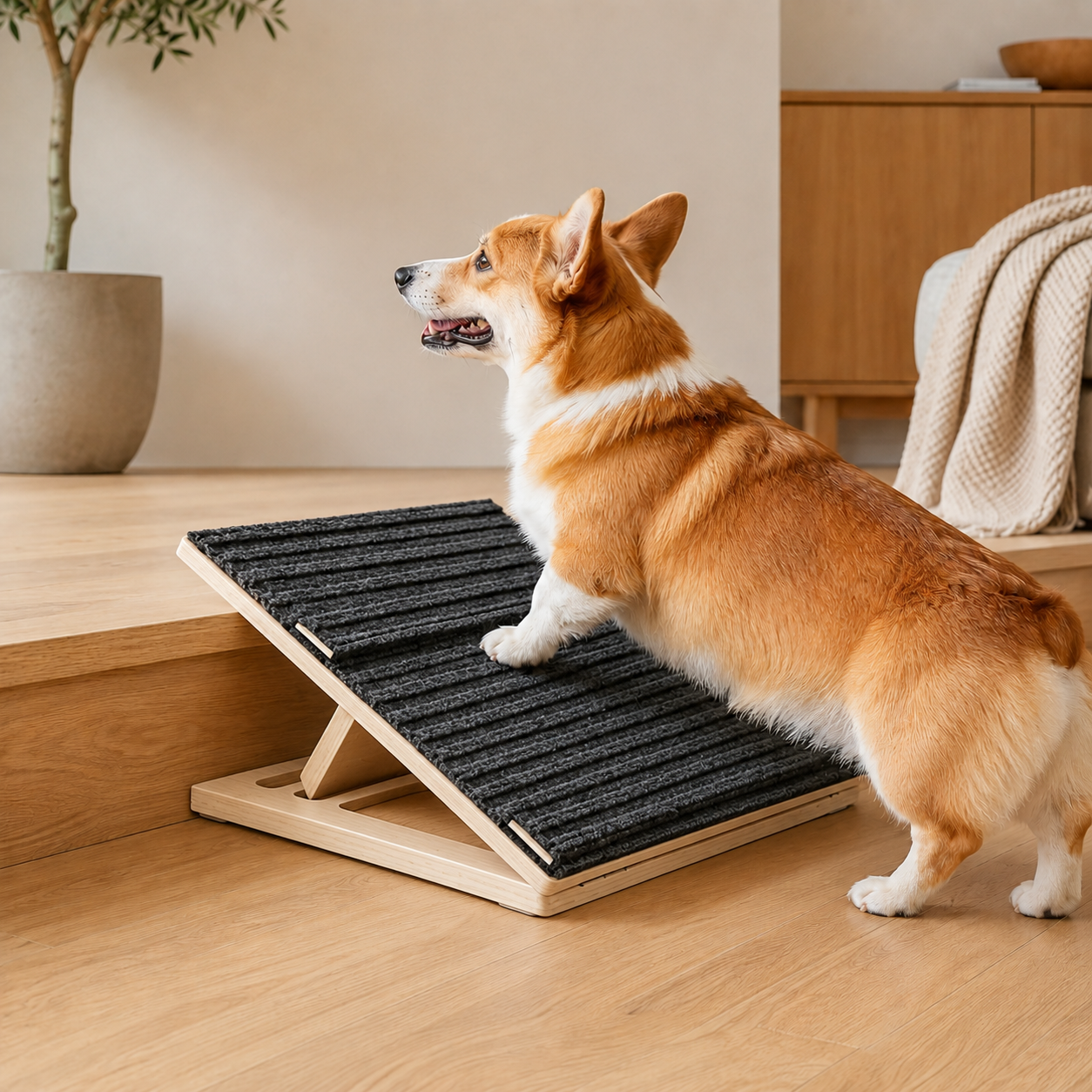 Malloren Foldable Wooden Dog Stairs for Small Dogs - Non-Slip Pet Ramp for Sofa, Bed & Indoor Steps