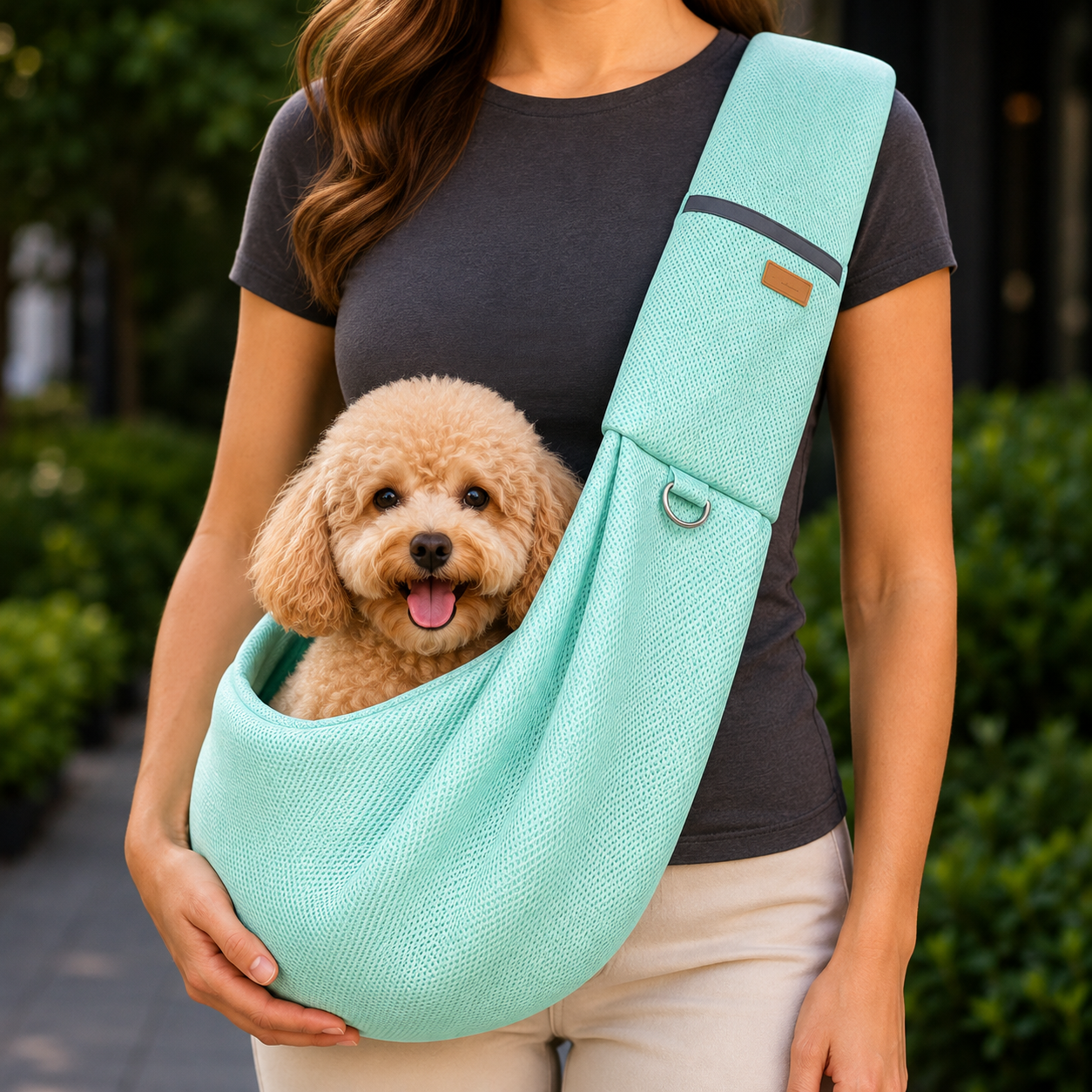 Malloren Crossbody Pet Sling Carrier for Small Dogs & Cats - Breathable Hands-Free Travel Bag for Walks, Errands & Vet Visits
