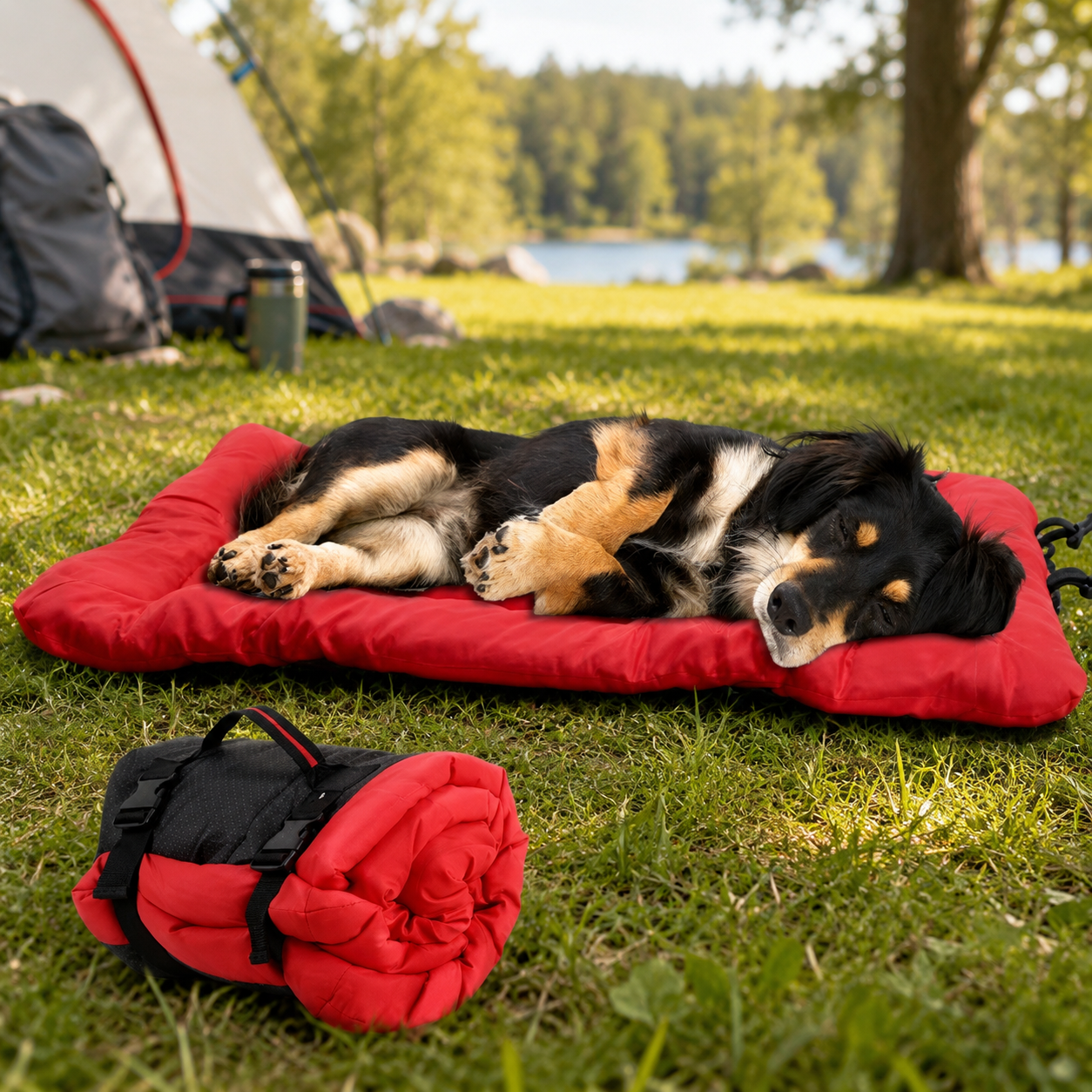 Malloren Portable Outdoor Dog Bed for Camping &Car Travel - Roll-Up Mat for Clean, Comfortable Rest