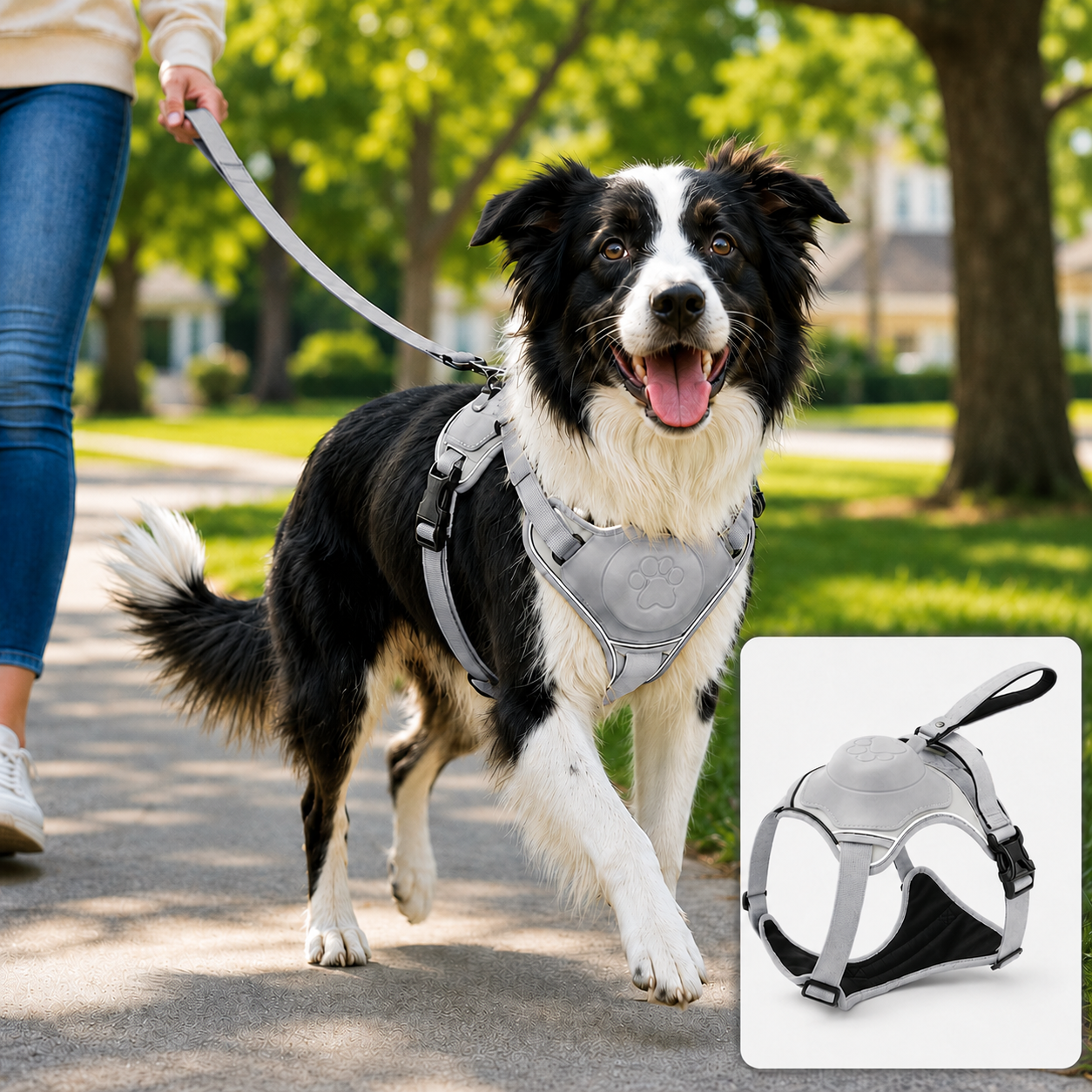Malloren No-Pull Reflective Dog Harness with Built-In Retractable Leash for Safer Daily Walks