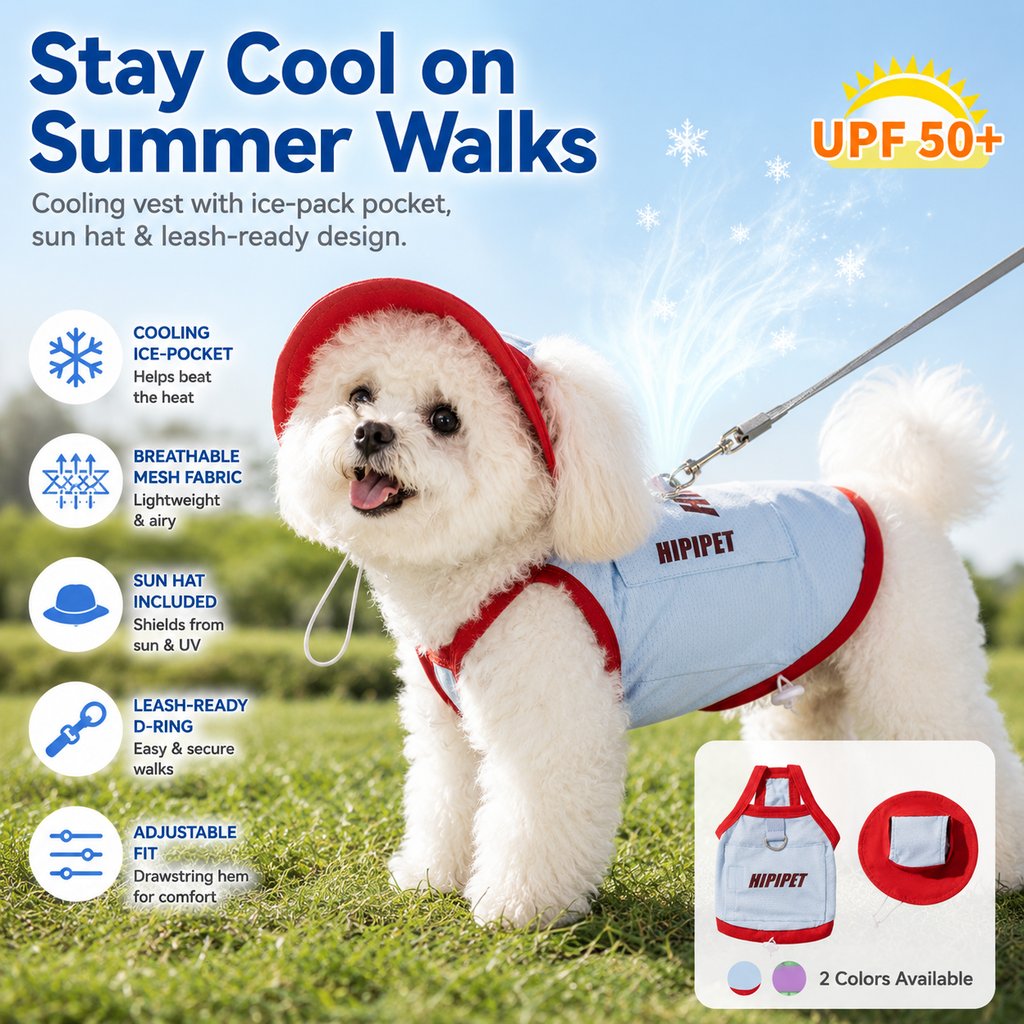 Malloren Dog Cooling Vest and Sun Hat Set – Keep your dog cool and comfortable during hot summer walks.