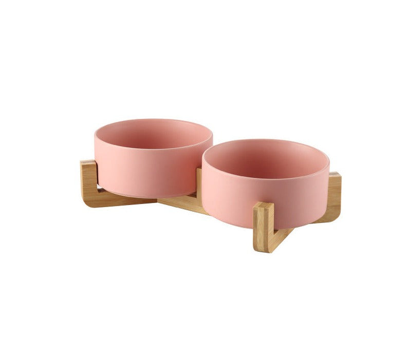 Elevated Ceramic Pet Bowl with Stand - Premium Double Bowls for Cats and Dogs
