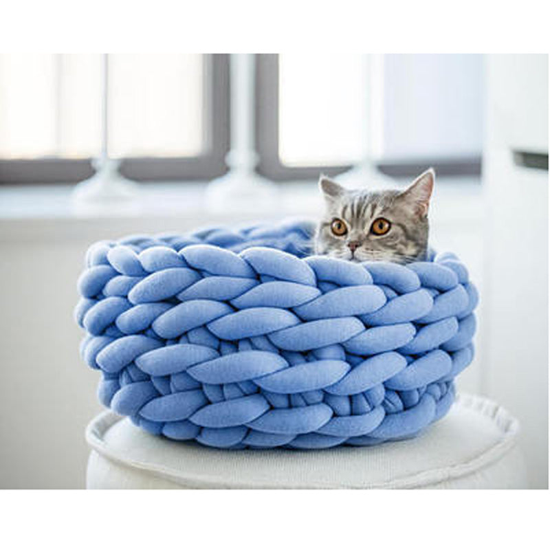 Handmade Knit Cat Bed: Winter Warm Small Dog Beds, Soft Cat Cave, Washable Pet Beds for Cats