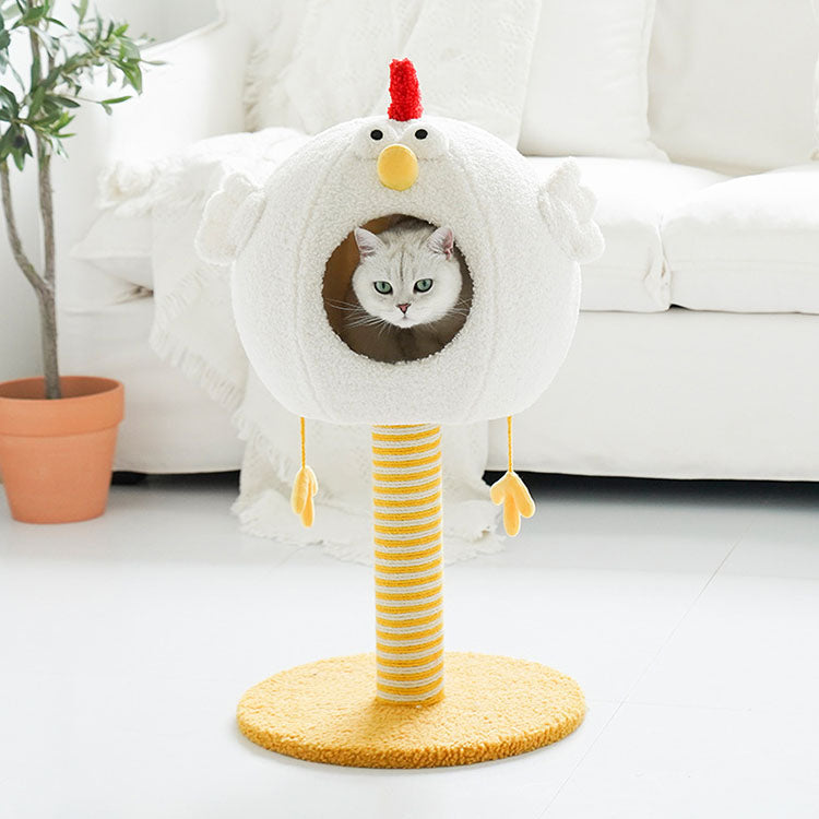Wood Cat Climbing Frame | Small Luxury Chick Cat Tree with Sisal Scratcher