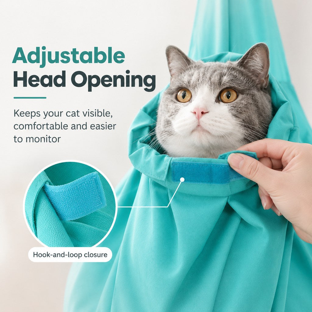 Malloren Soft Cat Carrier Grooming Bag for Vet Visits &Nail Trims - Helps Reduce Scratching During Routine Care