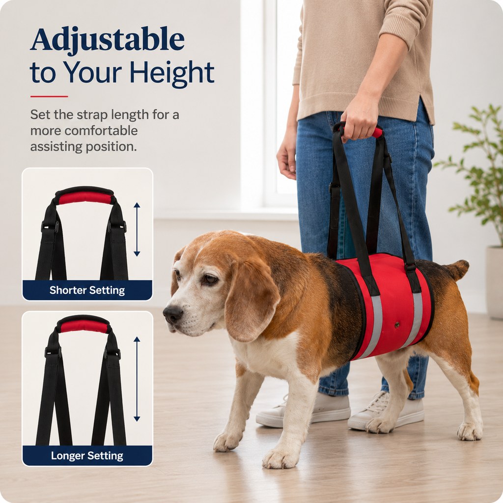 Malloren Reflective Dog Lift Support Sling - Belly Assist for Dogs with Limited Mobility on Stairs, Walks & Car Entry