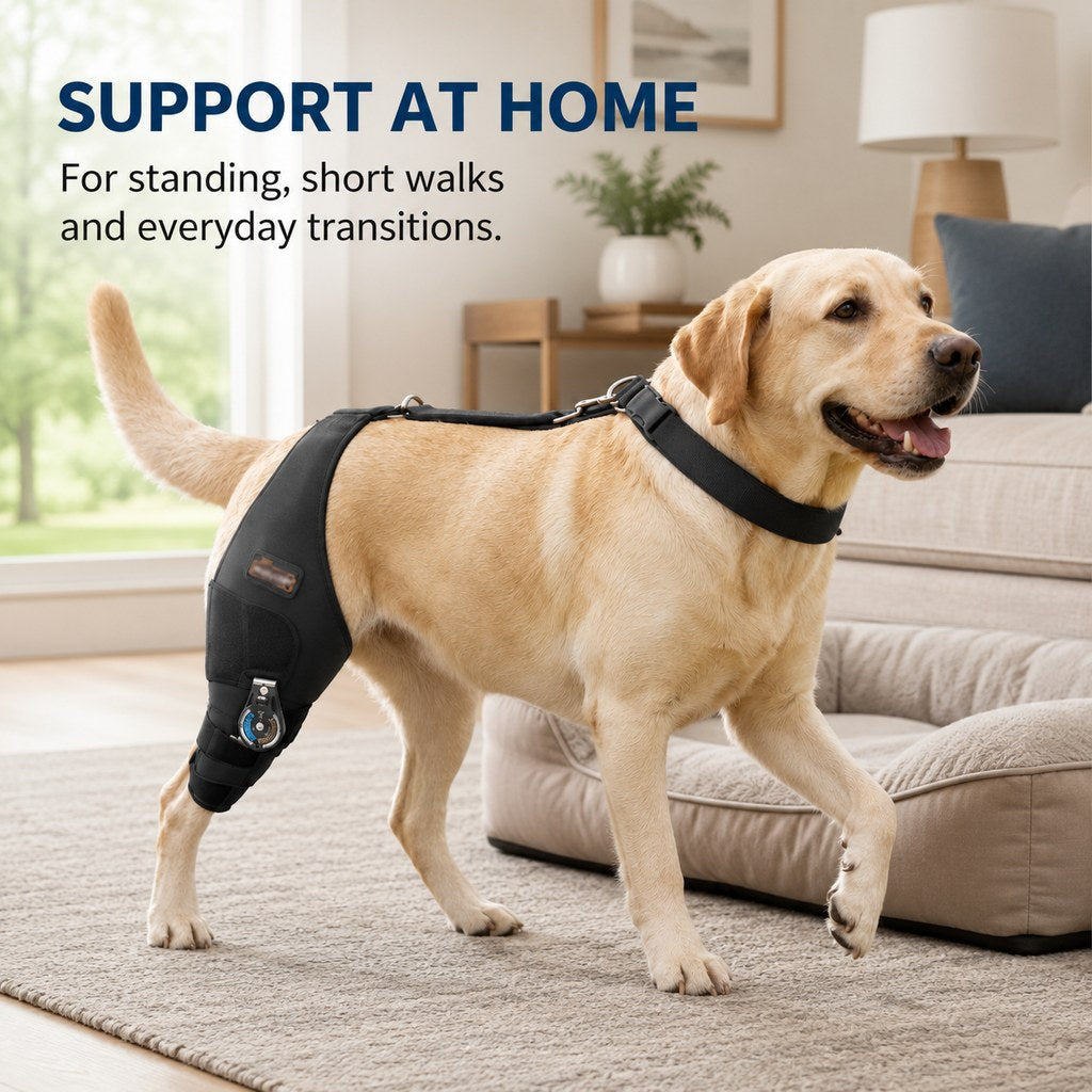 Malloren Adjustable Hinged Dog Knee Brace for Daily Walks - Rear Leg Support for Unsteady Steps