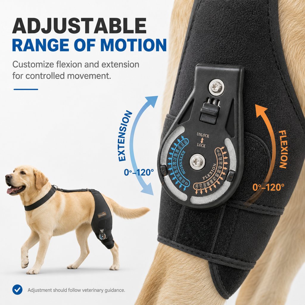 Malloren Adjustable Hinged Dog Knee Brace for Daily Walks - Rear Leg Support for Unsteady Steps