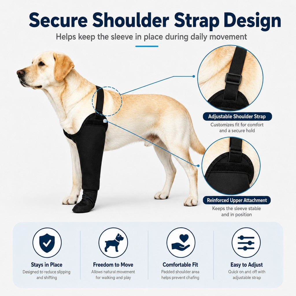 Malloren Dog Front Leg Protective Sleeve for Recovery & Walks - Helps Reduce Licking