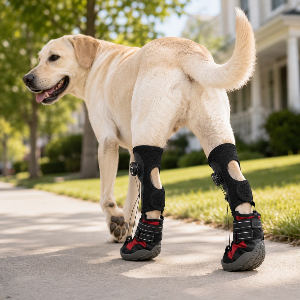 Malloren Adjustable Tension-Dial Dog Paw-Lift Support Boots – For Indoor Floors & Outdoor Walks, Paw Dragging & Scuffing Support