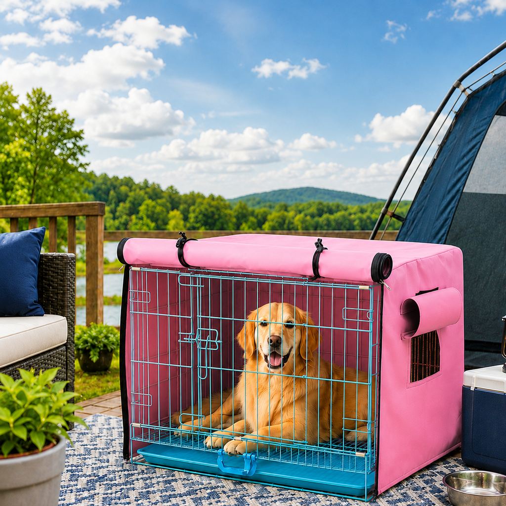 Malloren All-Weather Dog Crate Cover for Home, Patio & Camping - Privacy, Wind & Light Rain Protection