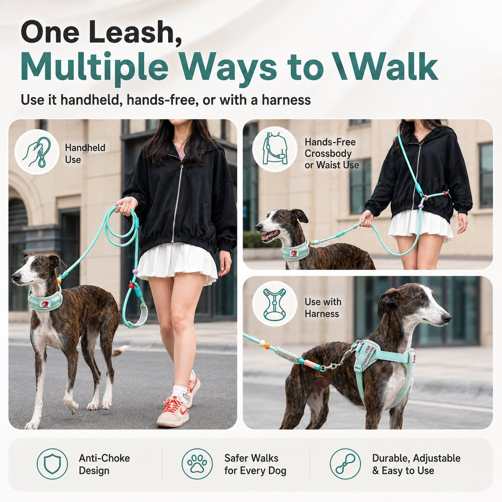 Malloren Anti-Choke Dog Leash for Everyday Walks - Padded Neck Protection & Better Control for Pullers