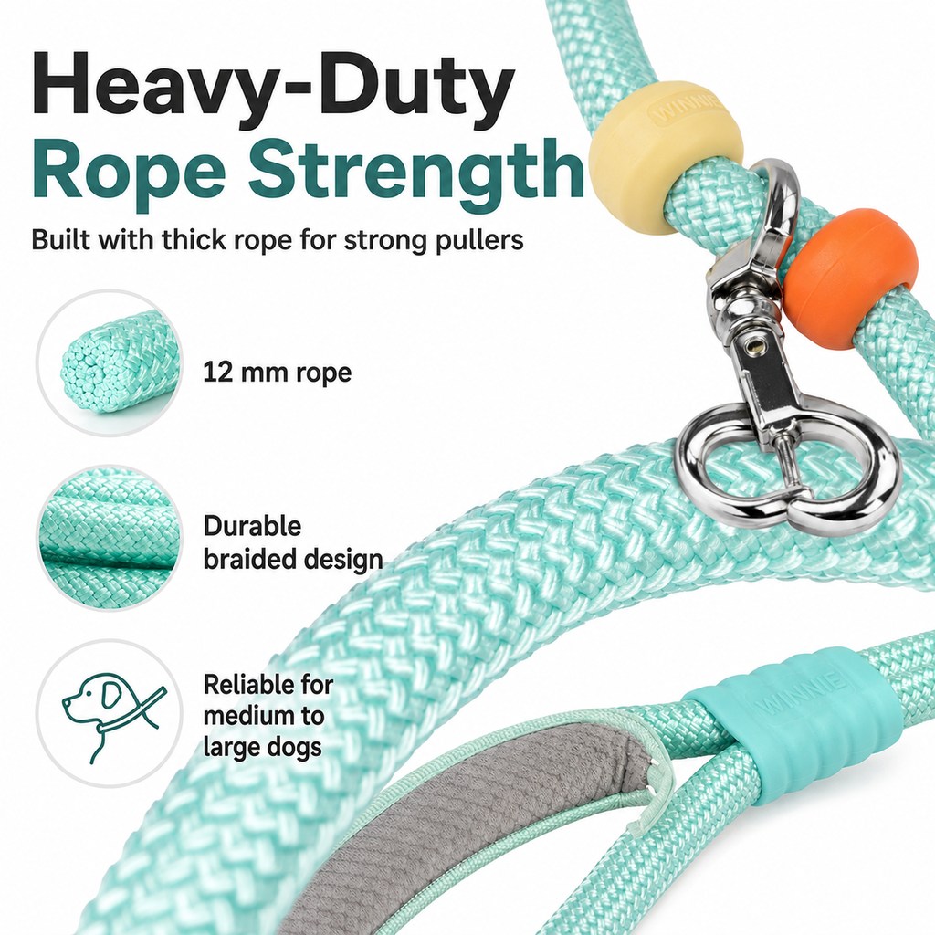Malloren Anti-Choke Dog Leash for Everyday Walks - Padded Neck Protection & Better Control for Pullers
