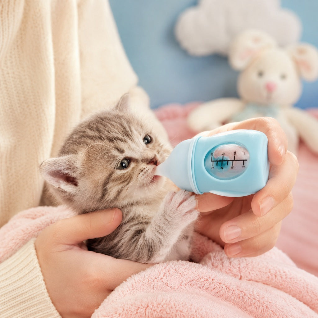 Malloren Newborn Puppy & Kitten Nursing Bottle – Anti-Choke Silicone Pet Feeder for Safe, Gentle Milk Feeding at Home