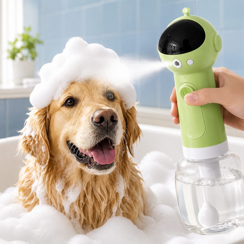 Malloren AstroFoam Pet Bath Bubble Maker for Home Dog Baths - One-Press Dense Foam Sprayer for Less Hand-Scrubbing & Cleaner Bath Time