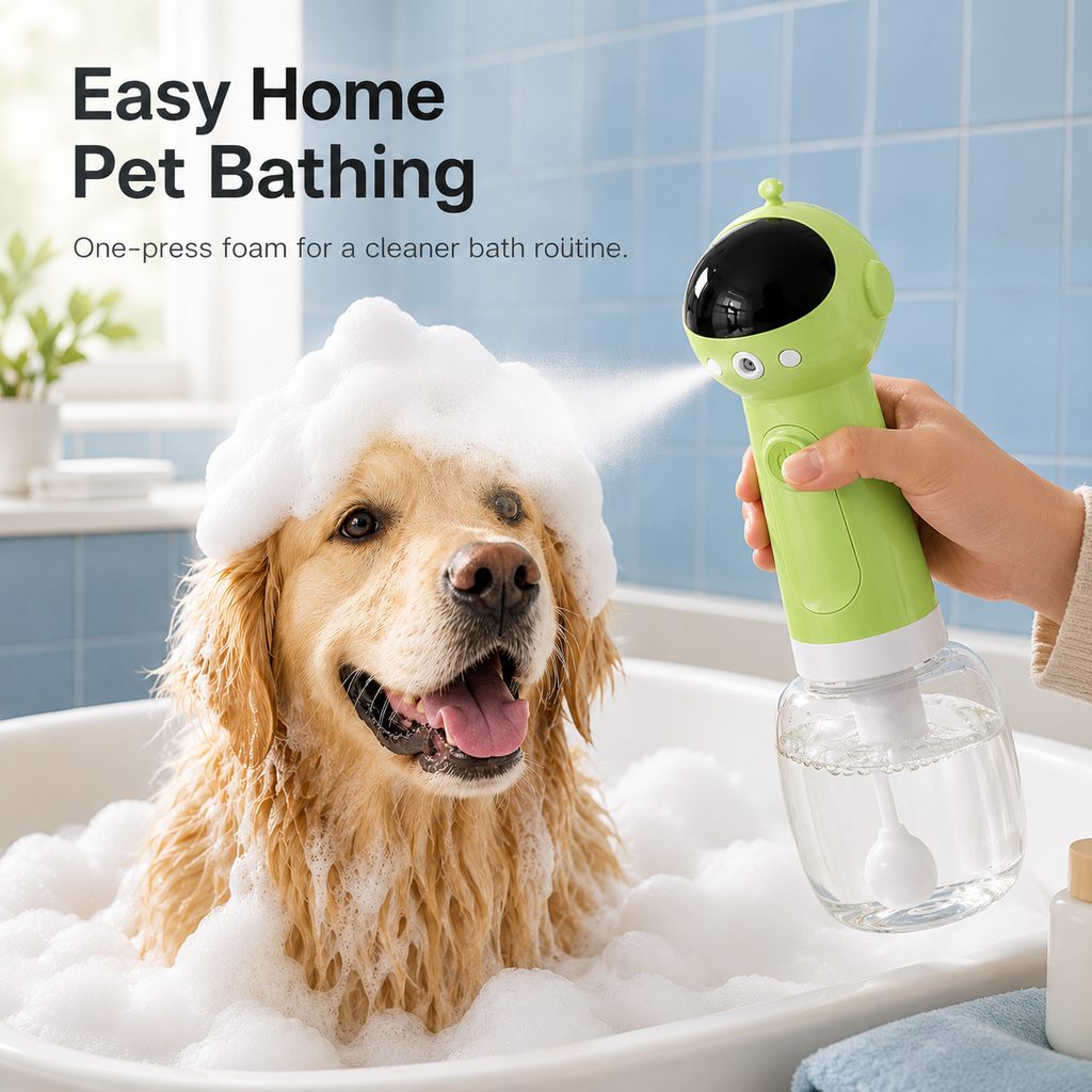 Malloren AstroFoam Pet Bath Bubble Maker for Home Dog Baths - One-Press Dense Foam Sprayer for Less Hand-Scrubbing & Cleaner Bath Time