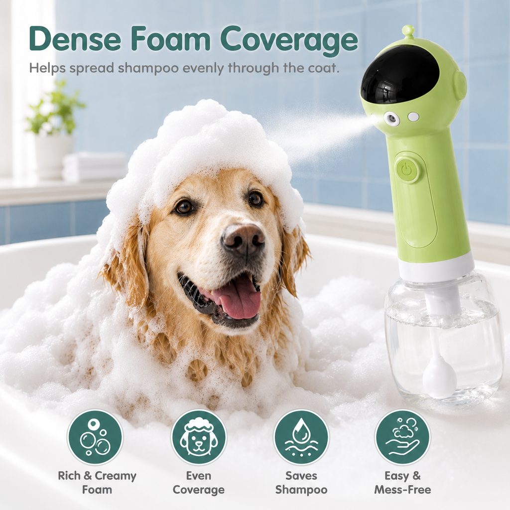 Malloren AstroFoam Pet Bath Bubble Maker for Home Dog Baths - One-Press Dense Foam Sprayer for Less Hand-Scrubbing & Cleaner Bath Time