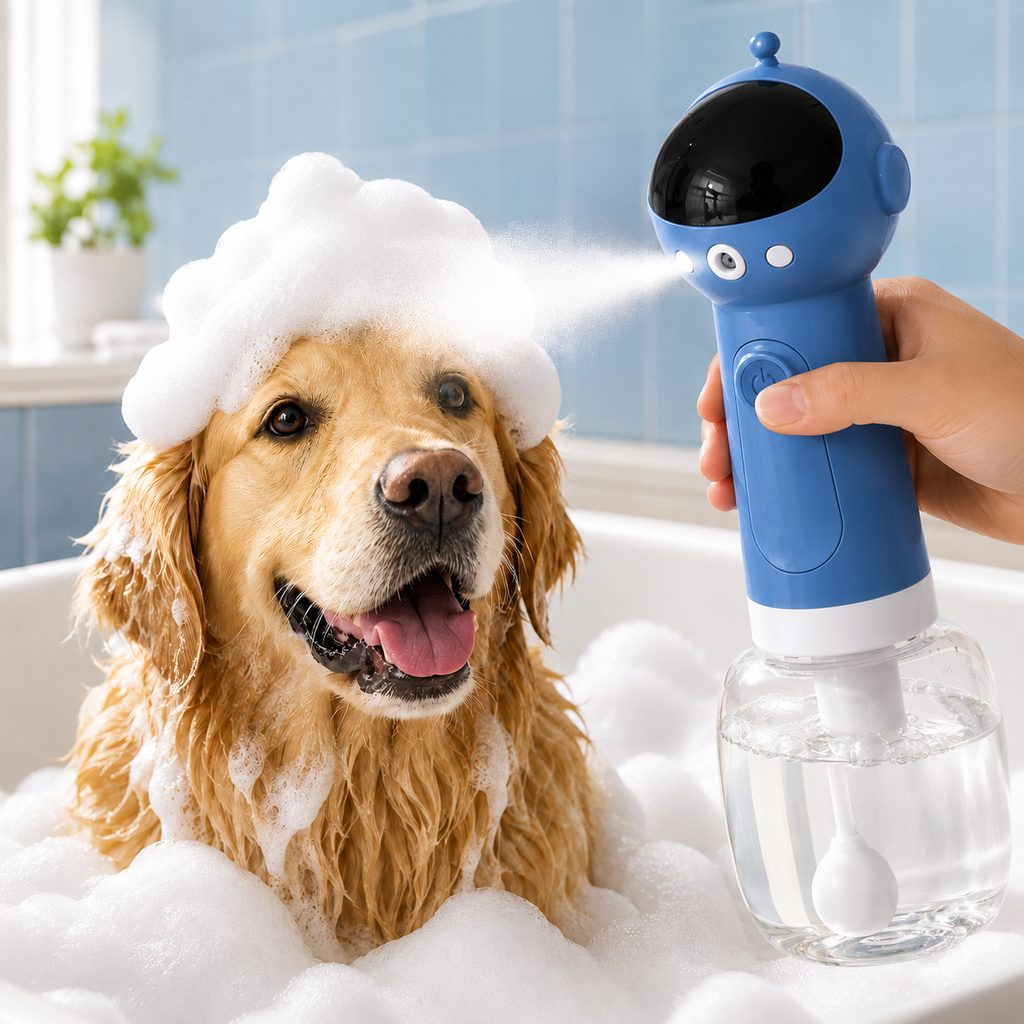 Malloren AstroFoam Pet Bath Bubble Maker for Home Dog Baths - One-Press Dense Foam Sprayer for Less Hand-Scrubbing & Cleaner Bath Time