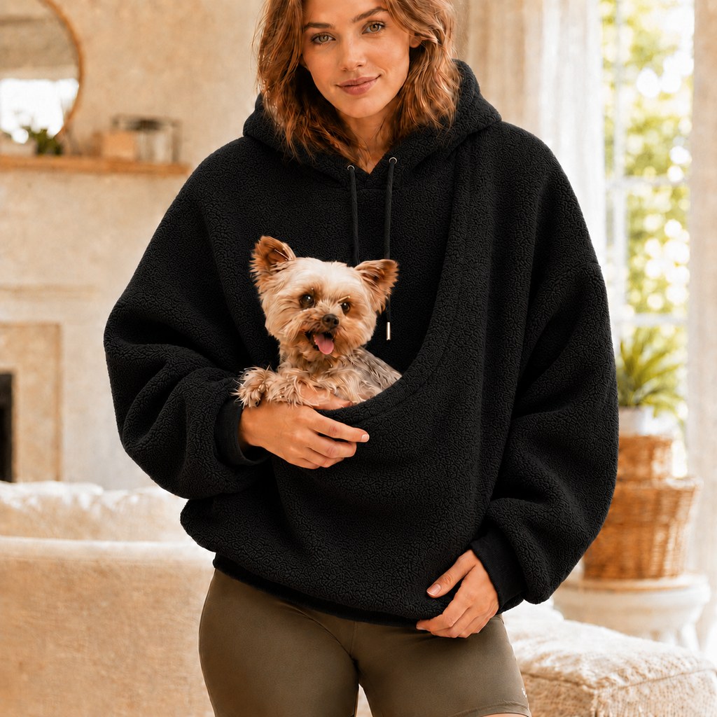 Malloren Cozy Pet Pouch Sherpa Hoodie for Small Dogs & Cats – Keep Them Close at Home & on Casual Outings