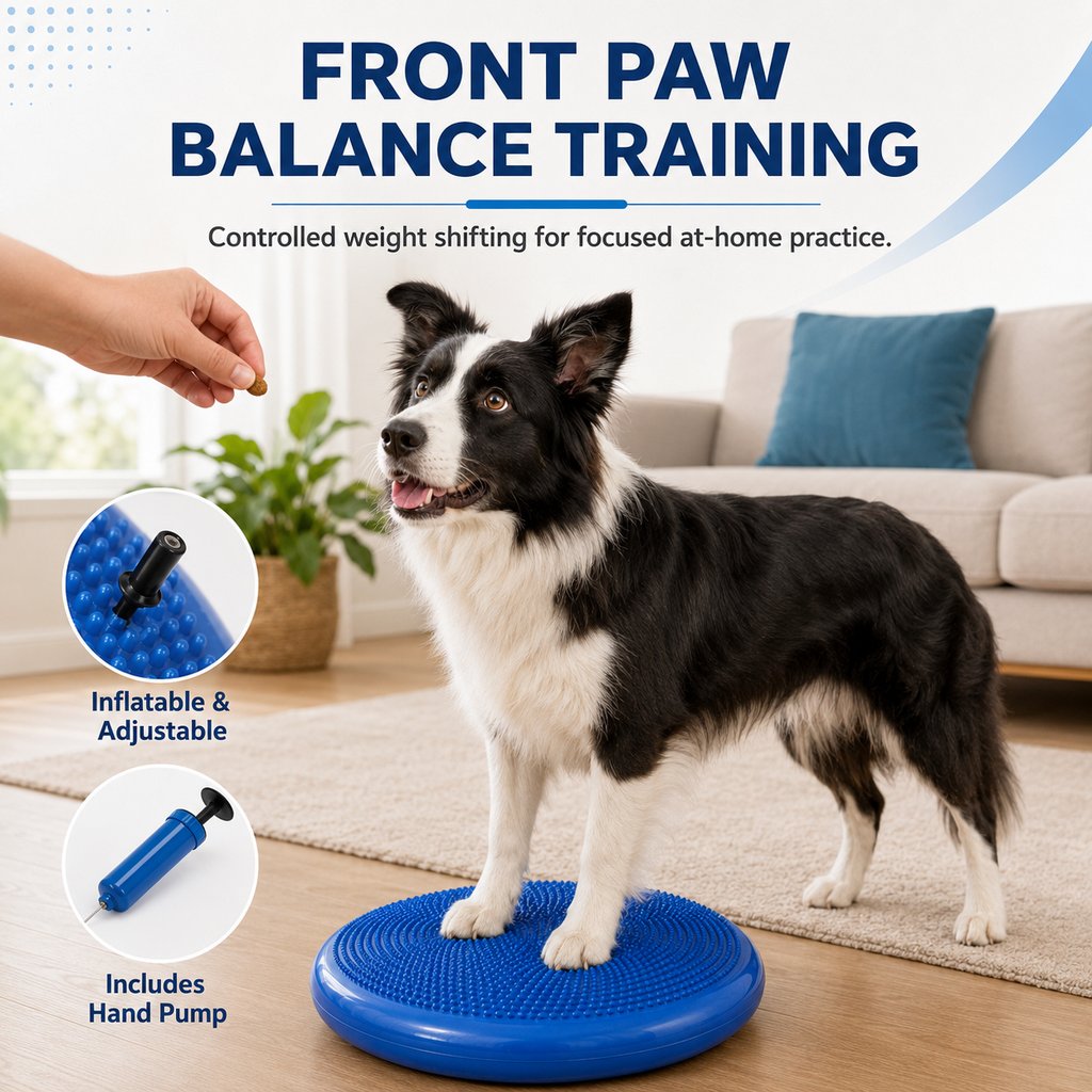 Malloren Inflatable Dog Balance Disc with Pump - At-Home Balance & Coordination Training for Dogs with Limited Exercise Space