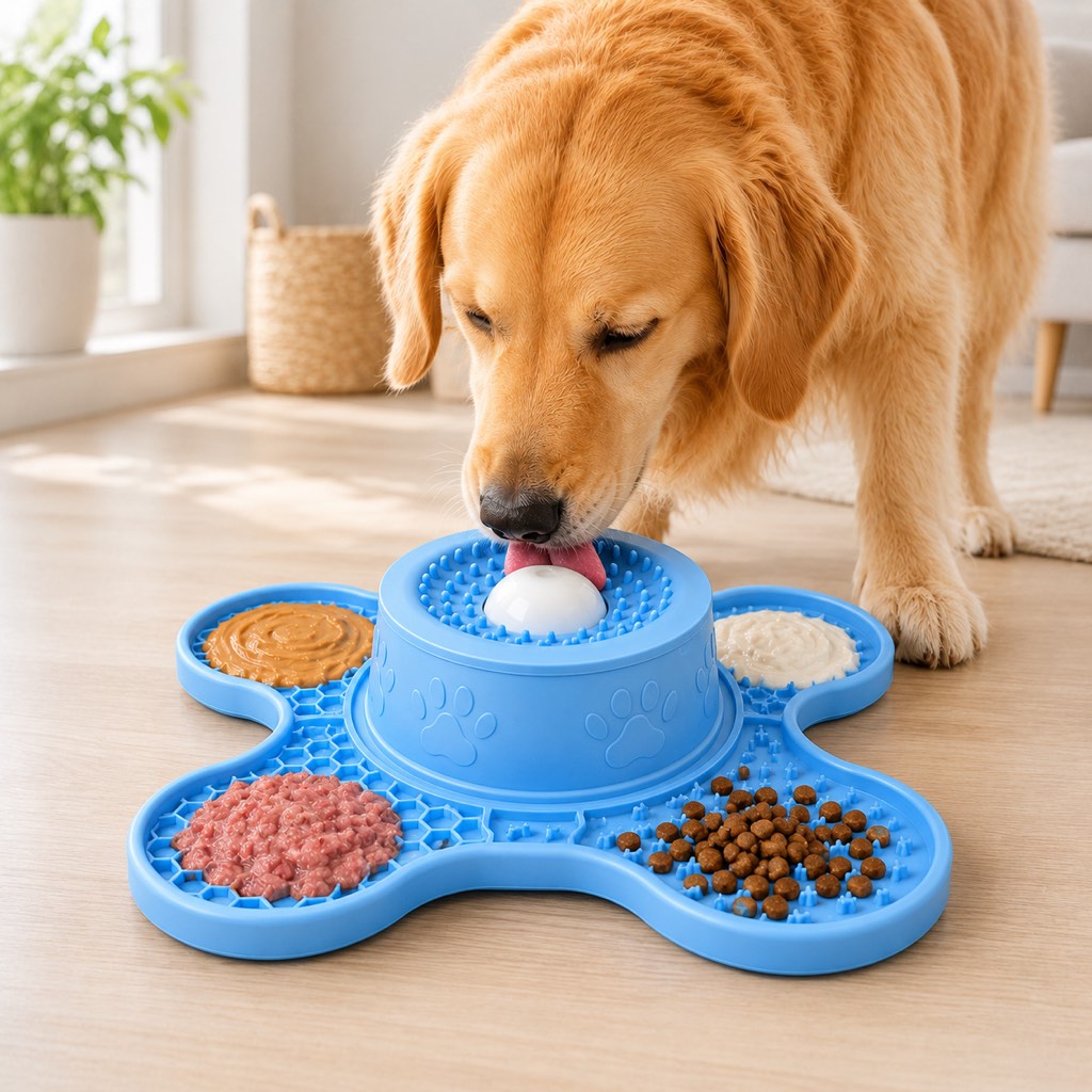 Malloren 3-in-1 Dog Lick Mat & Slow Feeder Bowl for Bath Time, Grooming & Home Alone - Helps Slow Fast Eating and Keep Pets Busy