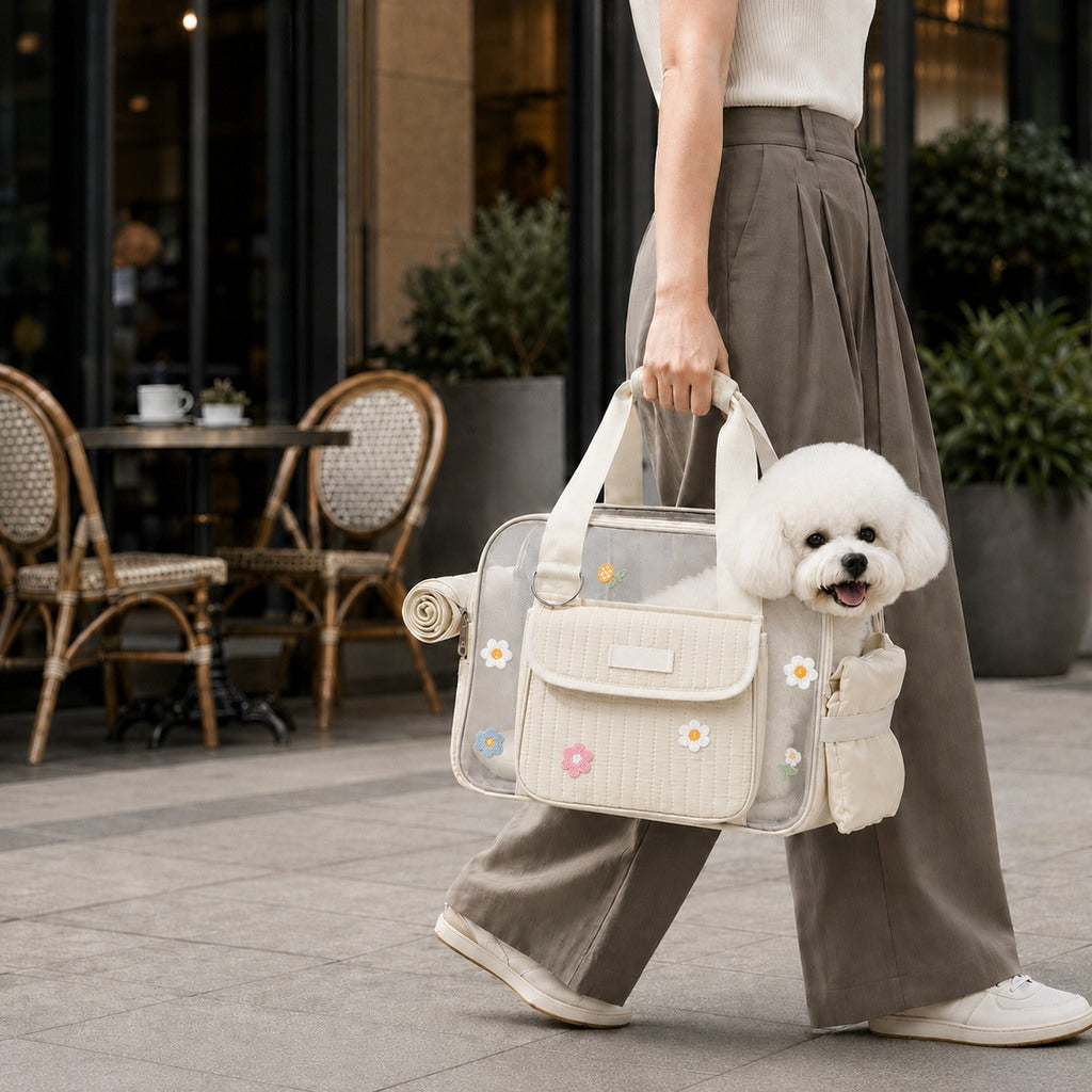 Malloren Breathable Mesh Pet Carrier Tote for Cats & Small Dogs - Comfortable Travel Bag for Cafes, Vet Visits & Daily Outings
