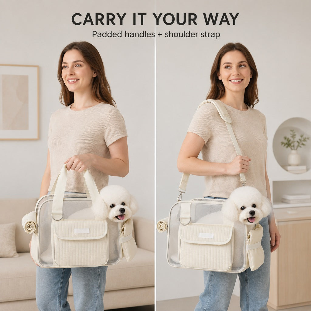 Malloren Breathable Mesh Pet Carrier Tote for Cats & Small Dogs - Comfortable Travel Bag for Cafes, Vet Visits & Daily Outings