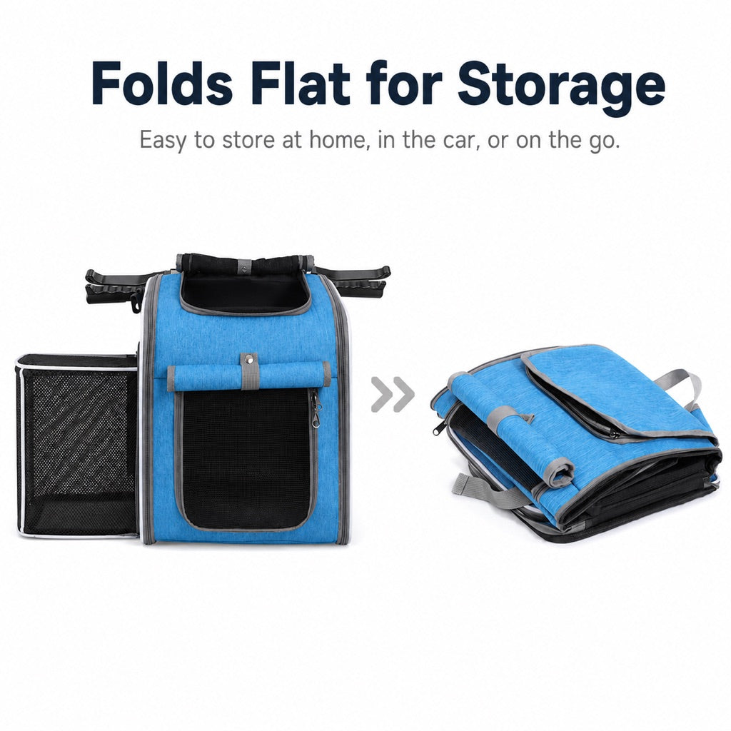 Malloren 4-in-1 Expandable Bike Pet Carrier Backpack for Cats &Small Dogs - Hands-Free Rides, Car Travel & Vet Trips with Extra Breathing Room