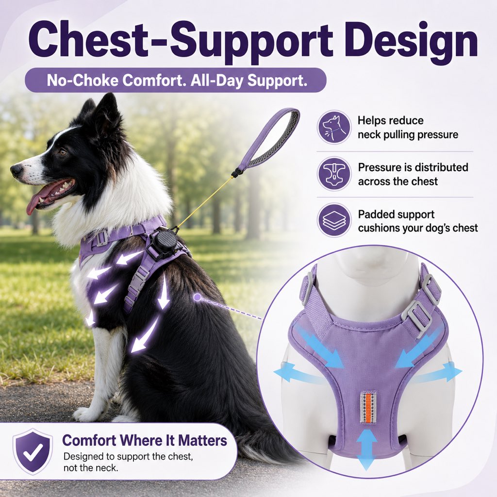 Malloren 2-in-1 Retractable Dog Harness for Daily Walks - Built-In Leash Vest with Auto-Stop Control for Small & Medium Dogs