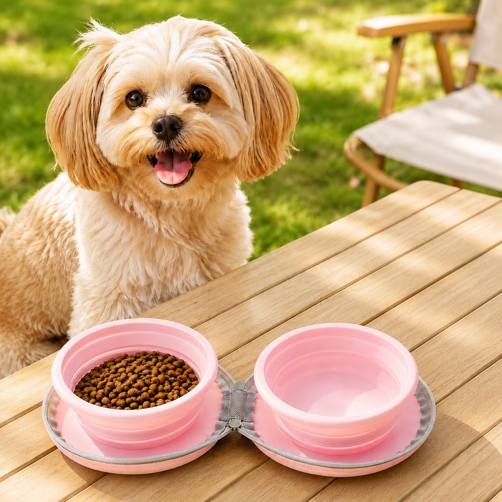 Malloren 2-in-1 Collapsible Pet Travel Bowl for Walks, Parks & Road Trips - Feed and Hydrate Small Dogs or Cats Anywhere
