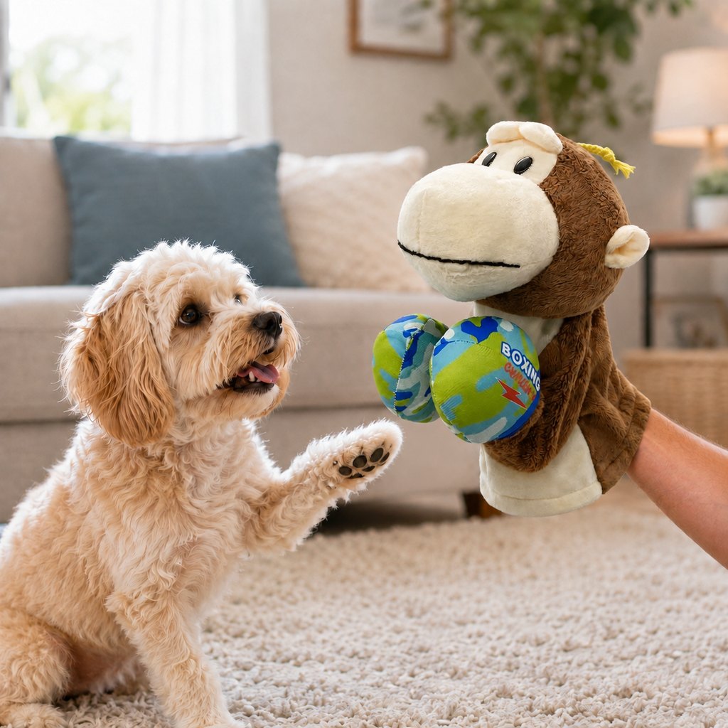 Malloren Interactive Boxing Pet Puppet for Indoor Play – Squeeze-to-Punch Sound Toy for Bored Dogs & Cats