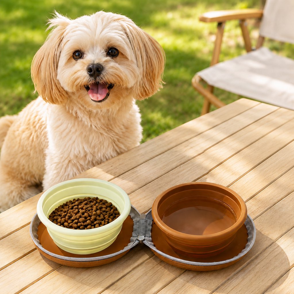 Malloren 2-in-1 Collapsible Pet Travel Bowl for Walks, Parks & Road Trips - Feed and Hydrate Small Dogs or Cats Anywhere