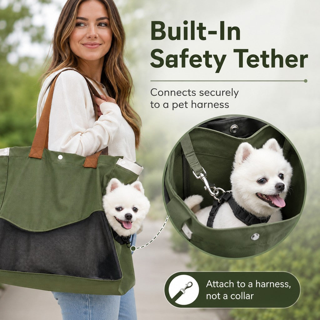Malloren Pet Carrier Tote Bag for Cats & Small Dogs - Breathable Shoulder Bag for Walks, Vet Visits & Errands
