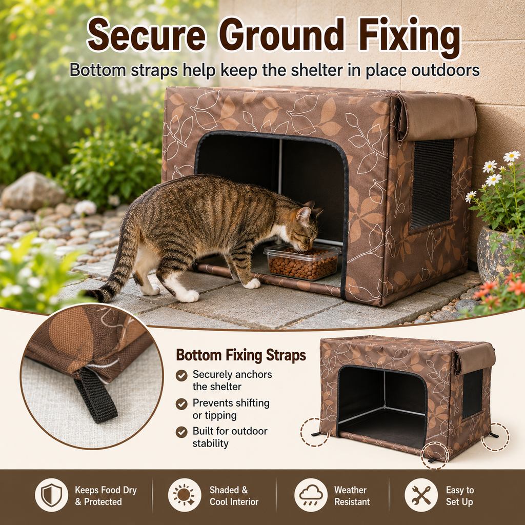 Malloren Outdoor Cat Feeding Shelter for Backyards - Weather-Resistant Food Station Cover