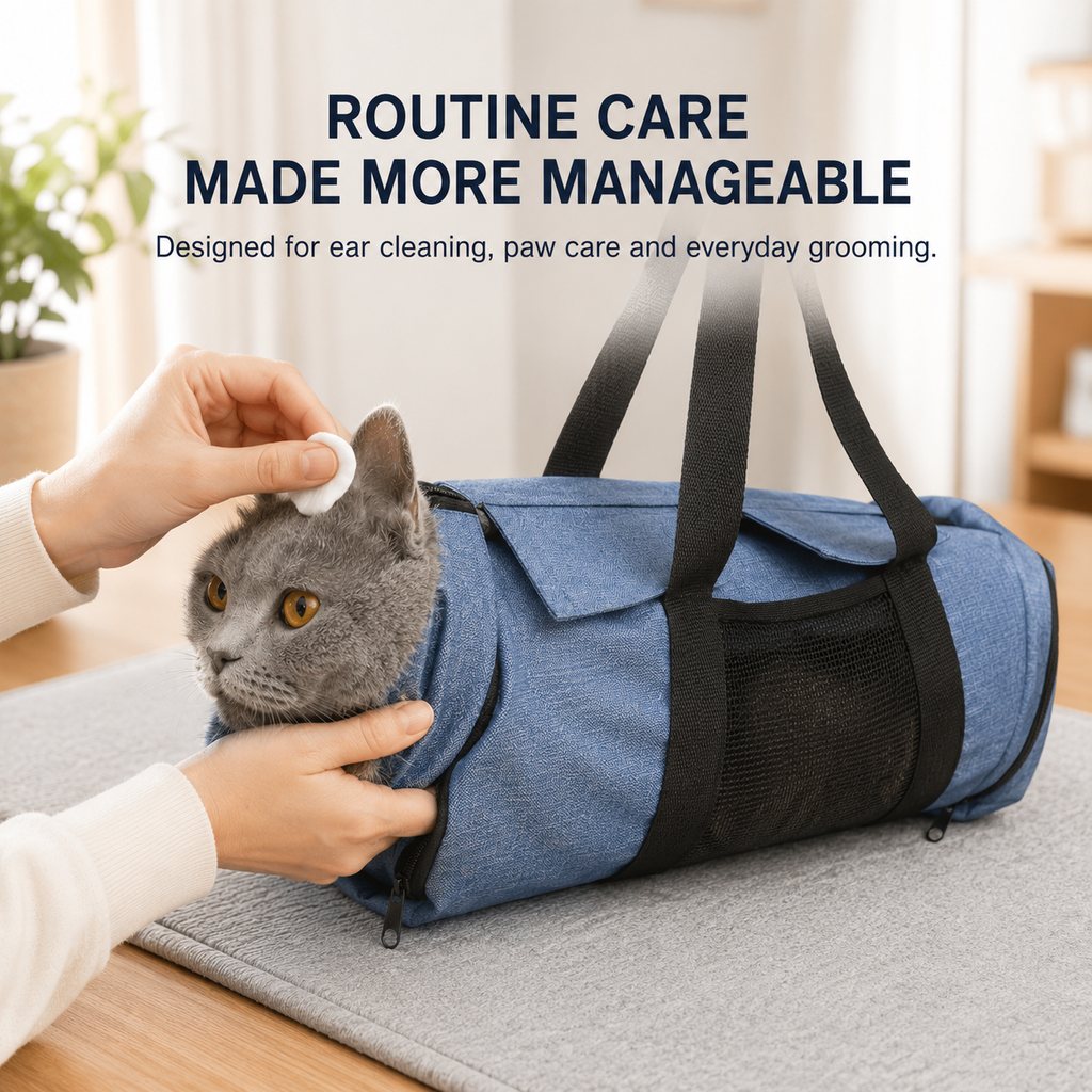 Malloren Cat Grooming Restraint Bag for Nail Trimming & Ear Cleaning – Easier Control for Wiggly Cats