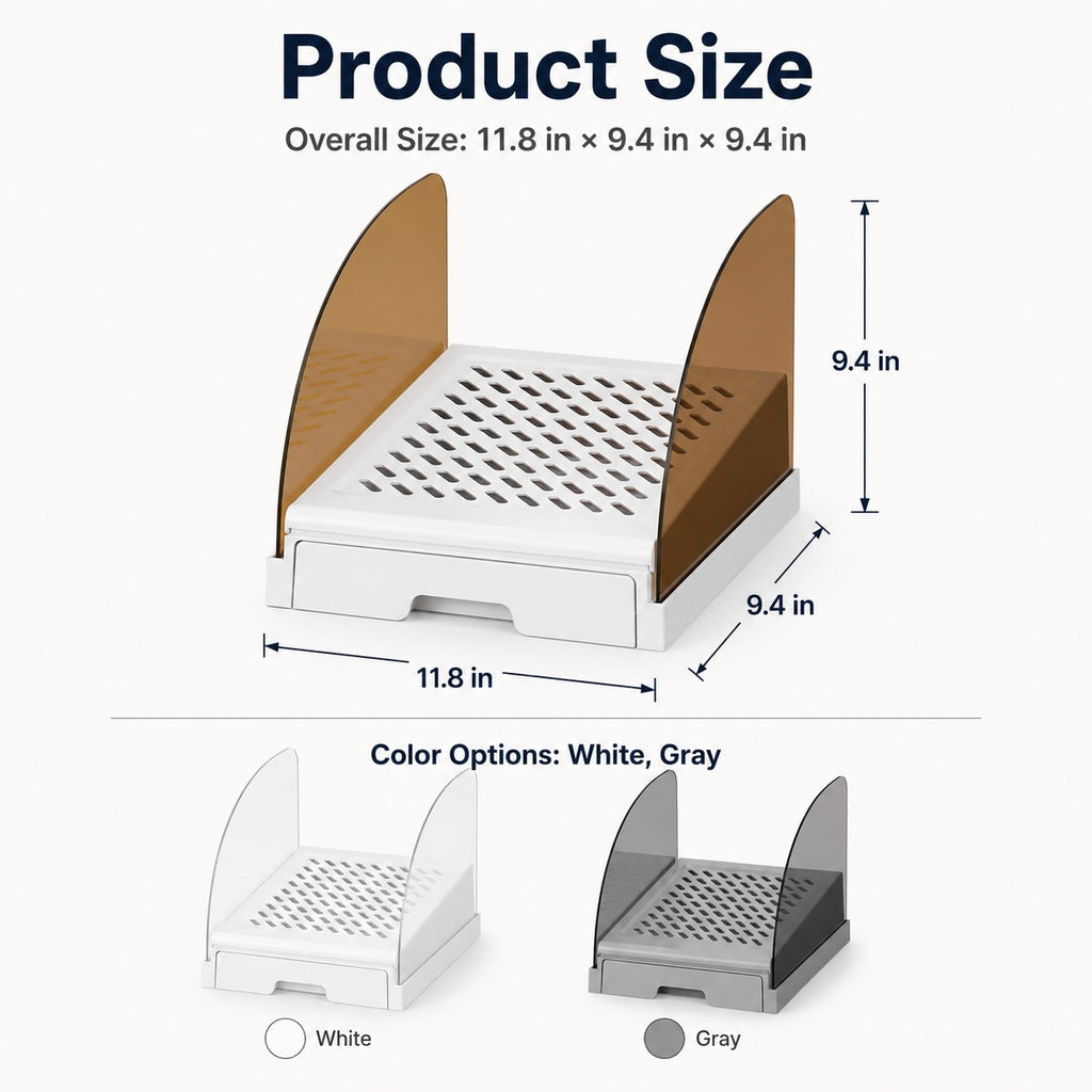Malloren Adjustable Cat Litter Box Step with Pull-Out Tray for Cleaner Floors