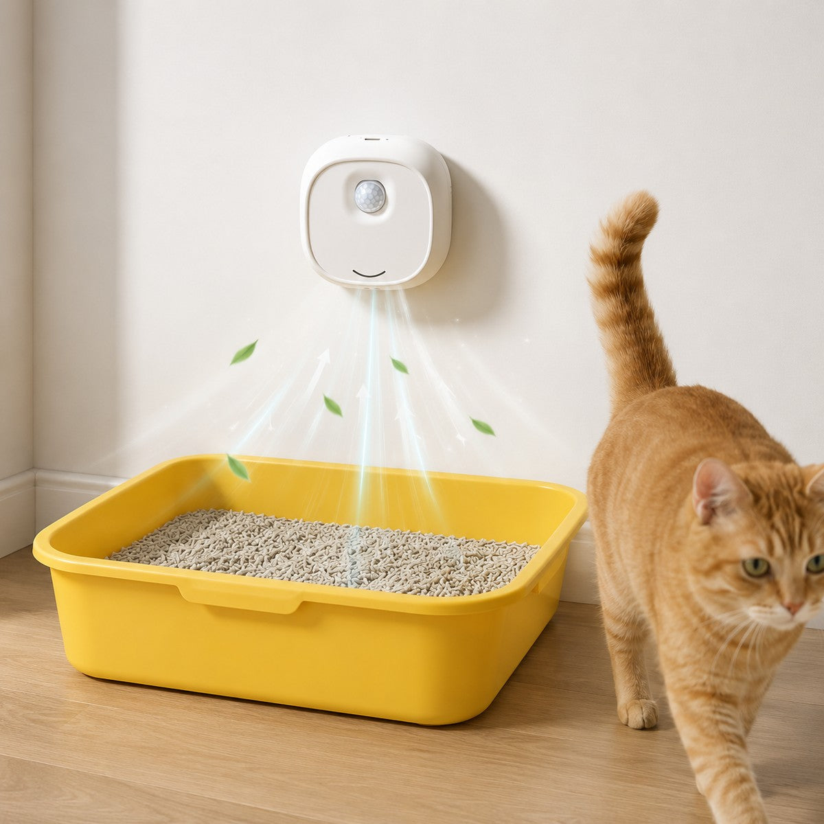 Malloren Smart Cat Litter Box Deodorizer for Apartments & Bathrooms — Motion Sensor Odor Control for Daily Litter Box Smell