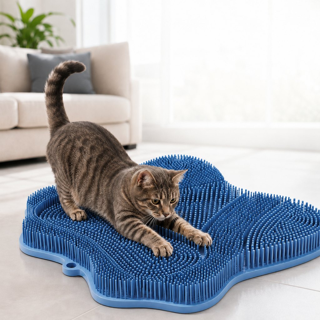 Malloren Soft TPR Cat Scratch & Massage Mat for Indoor Cats – Sofa-Saving Pad for Scratching, Stretching & Rubbing
