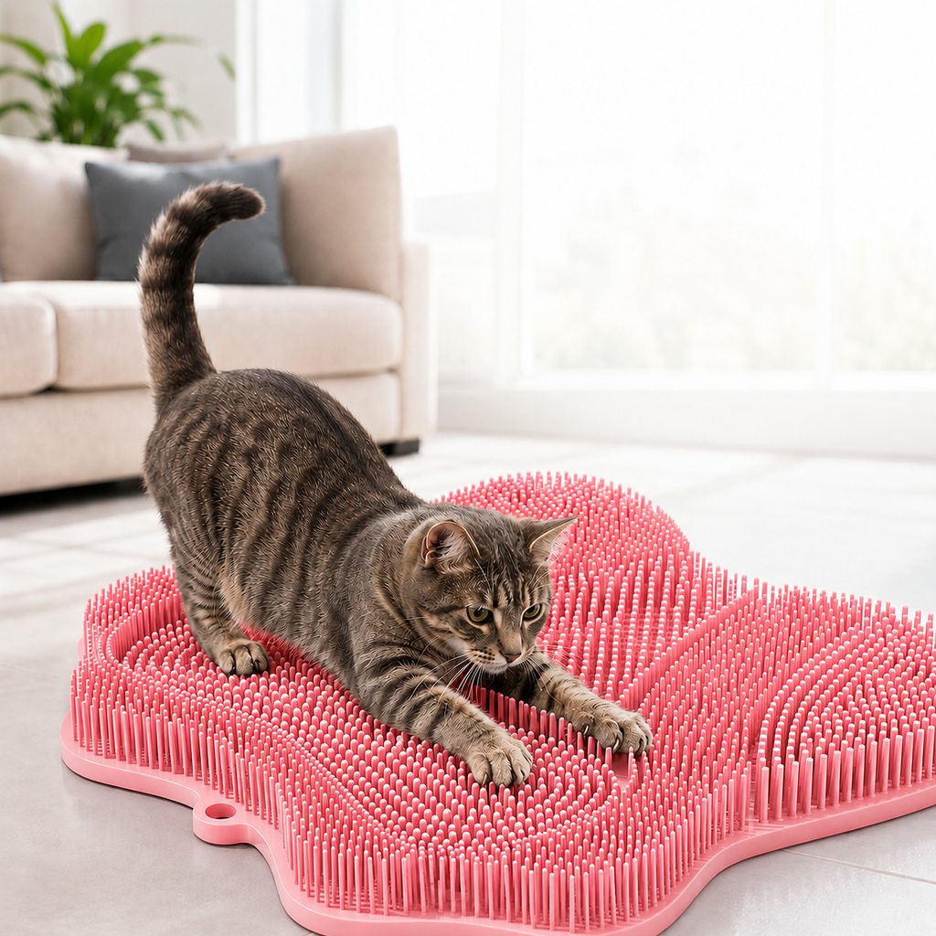 Malloren Soft TPR Cat Scratch & Massage Mat for Indoor Cats – Sofa-Saving Pad for Scratching, Stretching & Rubbing