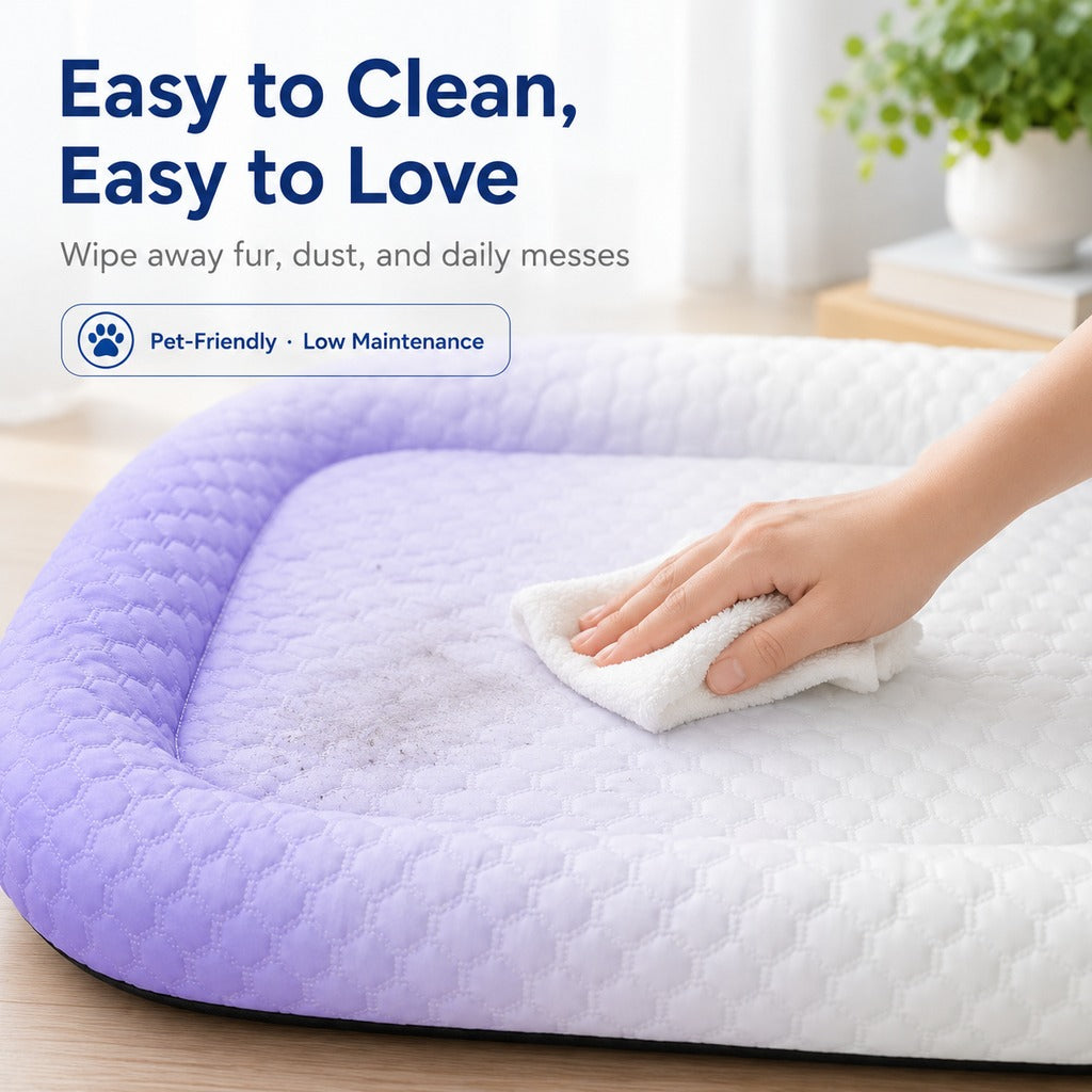 Malloren Cool-Touch Gradient Pet Cooling Bed for Summer Naps - Breathable Bolster Rest Mat for Cats & Small Dogs