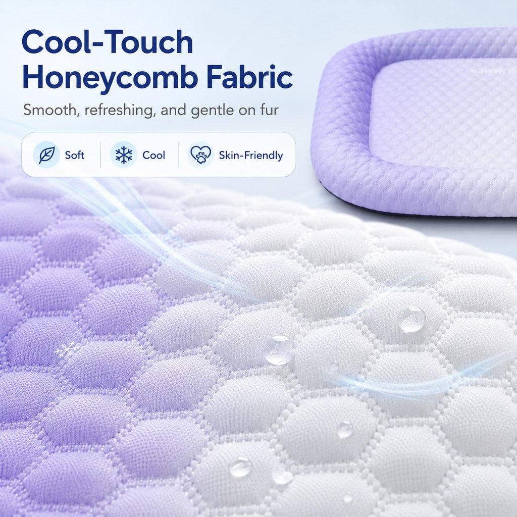 Malloren Cool-Touch Gradient Pet Cooling Bed for Summer Naps - Breathable Bolster Rest Mat for Cats & Small Dogs